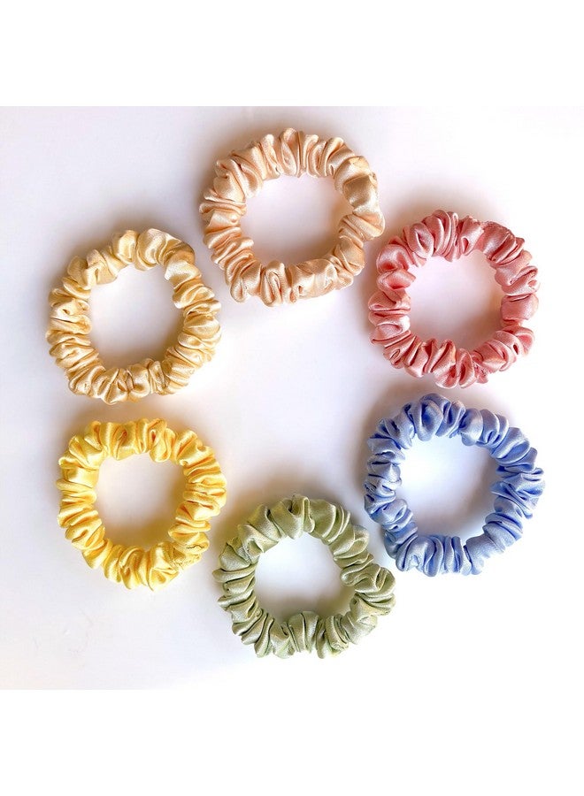 SILVR BEAR Luxury Satin Scrunchies SAME 6 COLORS AS PIC, Anti-Hair-Breakage, Hair Ties, Scrunchies Set for Girls, Women, Best gift for Sister, Friend, Mom (Pastel Skinny) - Image 1