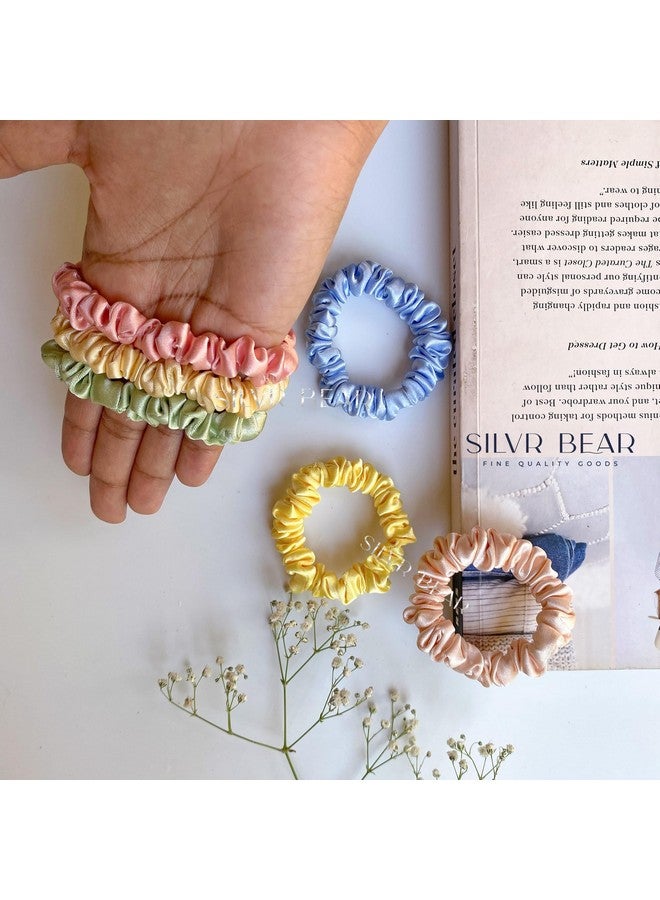SILVR BEAR Luxury Satin Scrunchies SAME 6 COLORS AS PIC, Anti-Hair-Breakage, Hair Ties, Scrunchies Set for Girls, Women, Best gift for Sister, Friend, Mom (Pastel Skinny) - Image 5