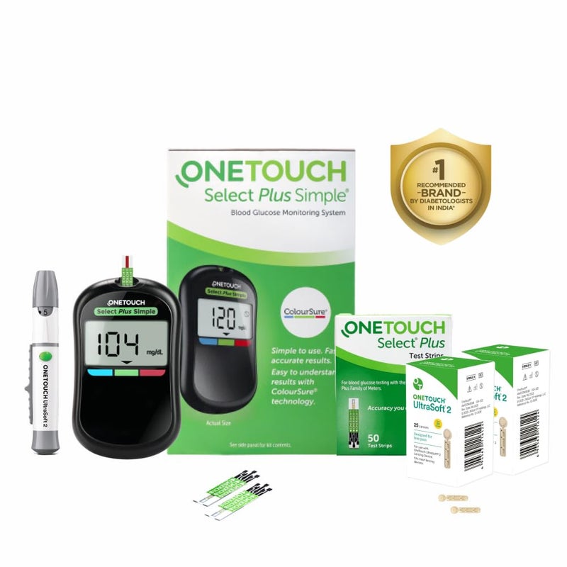 ون تاتش جهاز OneTouch Select Plus Simple لقياس الجلوكوز مع 35 شريط اختبار (أسود) - Image 1