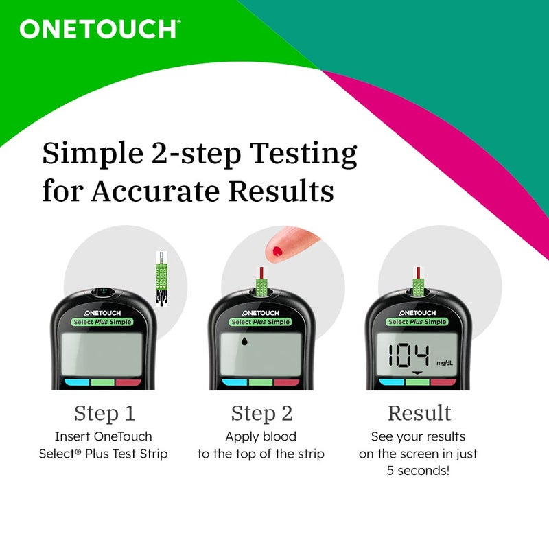 ون تاتش جهاز OneTouch Select Plus Simple لقياس الجلوكوز مع 35 شريط اختبار (أسود) - Image 3