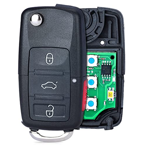 Aichiyu Flip Remote Key Fob HLO 1K0 959 753 P for Volkswagen CC Eos Golf Jetta GTI Rabbit R32 Tiguan 2006 2007 2008 2009 2010 2011 4 Buttons 315Mhz ID48 Chip FCC ID NBG92596263
