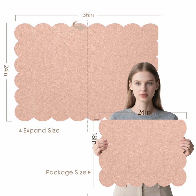 Lightomorrow Scalloped Bulletin Board, 24 x 18 Inches Felt Pin Board - Decorative Cork Alternative for Wall, Foldable Picture Self-Adhesive Vision Prayer Board with 20 Pushpins - Mauvey Pink - Image 2