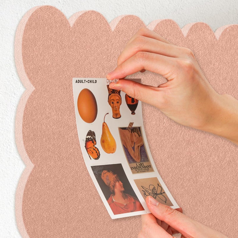 Lightomorrow Scalloped Bulletin Board, 24 x 18 Inches Felt Pin Board - Decorative Cork Alternative for Wall, Foldable Picture Self-Adhesive Vision Prayer Board with 20 Pushpins - Mauvey Pink - Image 4