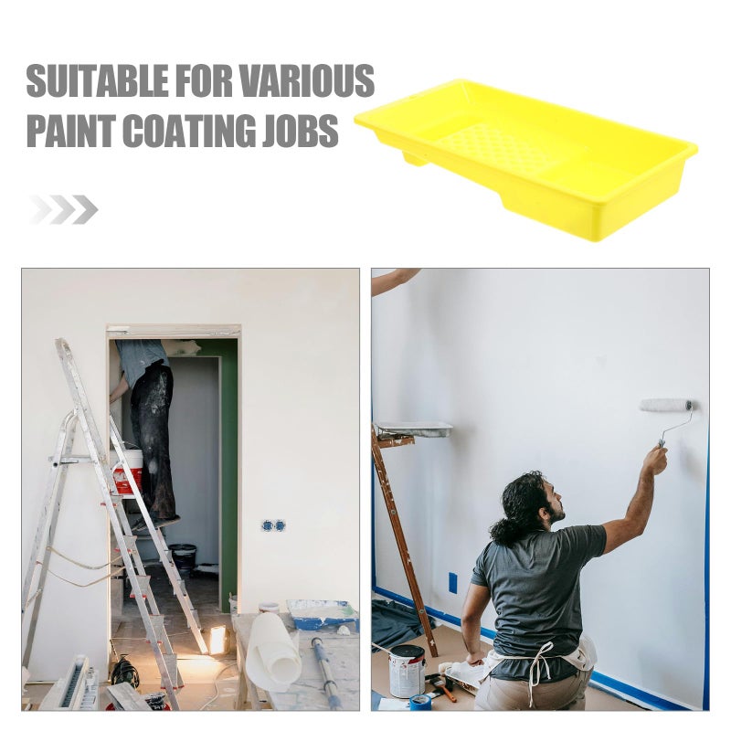 4 Inch Yellow Plastic Paint Roller Tray Universal Pan For Home Interior Painting Supplies - Image 4