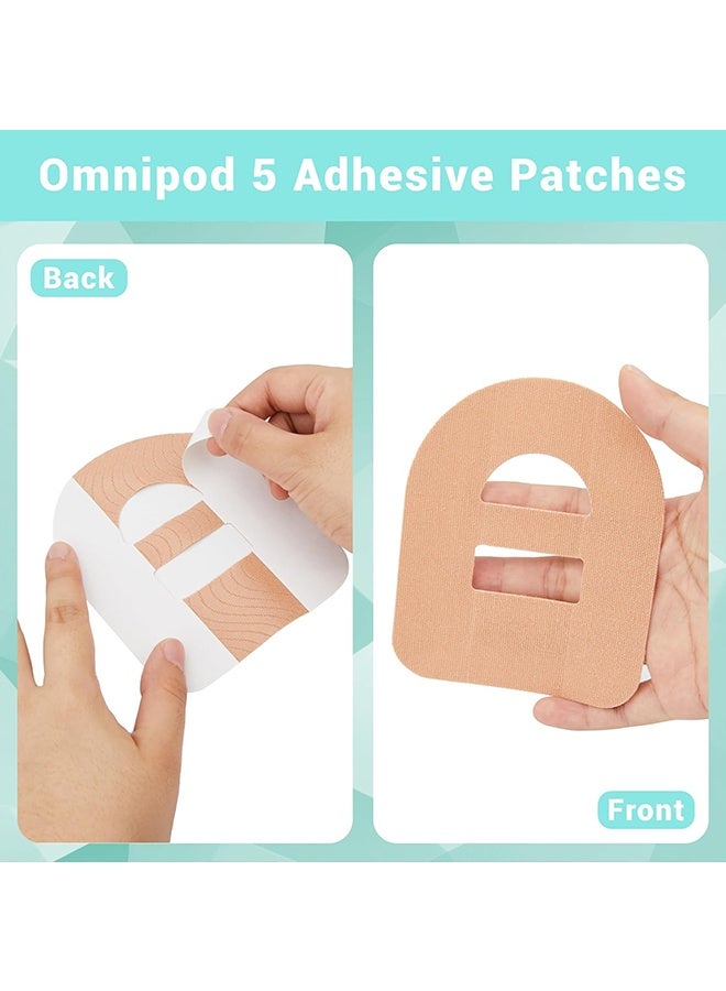 دبليو أف أف أو 25 قطعة رقع لِـ Omnipod 5، رقع لاصقة مقاومة للماء مع حزام قابل للتمدد، قابلة للتنفس، رقع لاصقة - بيج - Image 5