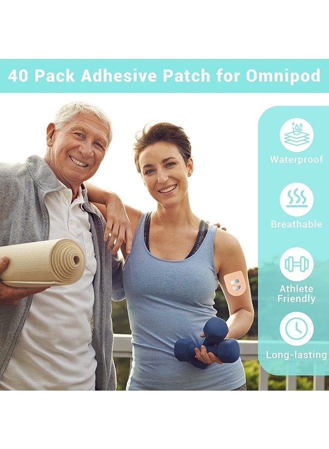 دبليو أف أف أو 25 قطعة رقع لِـ Omnipod 5، رقع لاصقة مقاومة للماء مع حزام قابل للتمدد، قابلة للتنفس، رقع لاصقة - بيج - Image 4