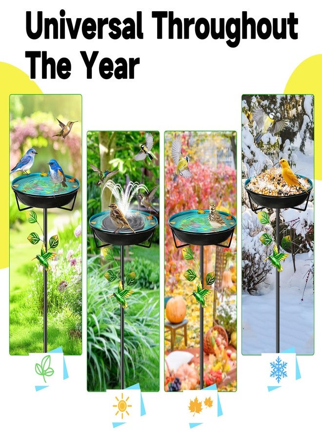 YOADEHOA Metal Bird Bath for Outside, Vintage Birdbaths Removable Feeder Bowl with Butterfly Flower, Easy to Clean Birdfeeder for Outdoors Garden Yard Lawn Decor (Blue) - Image 4