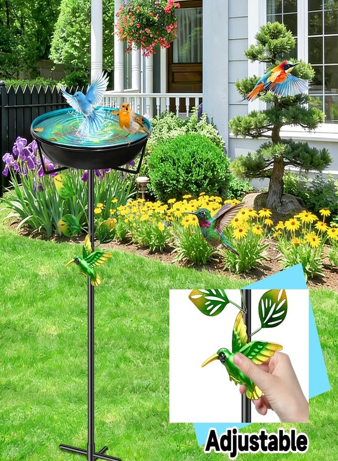 YOADEHOA Metal Bird Bath for Outside, Vintage Birdbaths Removable Feeder Bowl with Butterfly Flower, Easy to Clean Birdfeeder for Outdoors Garden Yard Lawn Decor (Blue) - Image 5