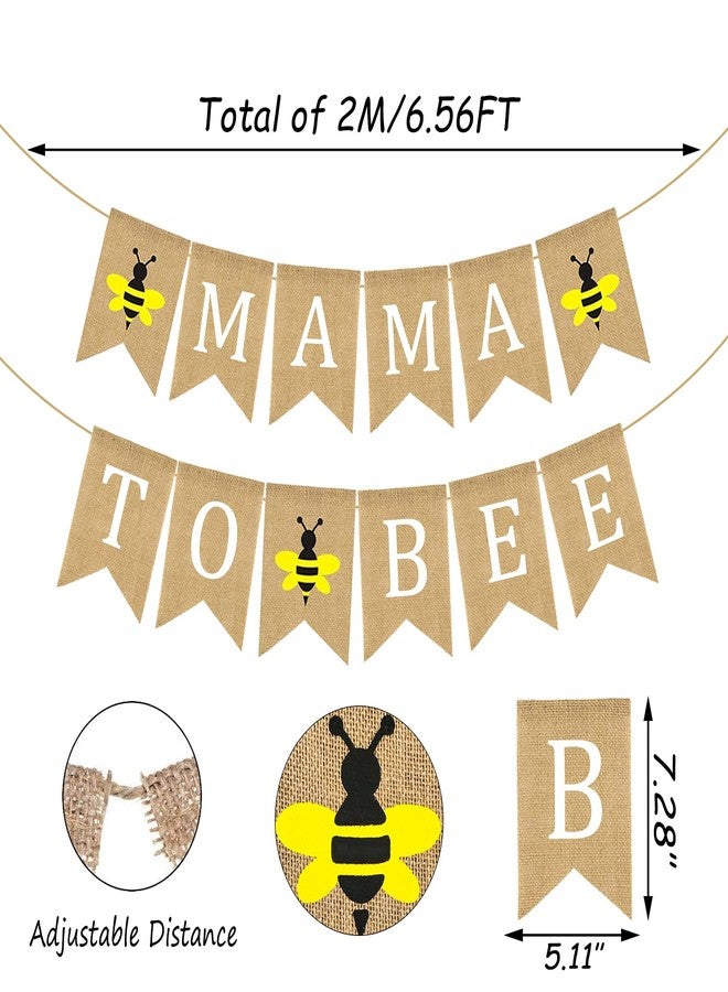 Doumeny Mama to Bee Burlap Banner Jute Bumble Bee Burlap Bunting Baby Shower Party Banner Gender Reveal Bunting Flag Garland Oh Baby Burlap Garland Vintage Welcome Baby Banner for Boy Girl Party Decor - Image 2