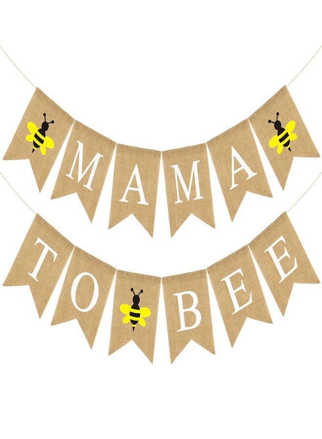 Doumeny Mama to Bee Burlap Banner Jute Bumble Bee Burlap Bunting Baby Shower Party Banner Gender Reveal Bunting Flag Garland Oh Baby Burlap Garland Vintage Welcome Baby Banner for Boy Girl Party Decor - Image 1