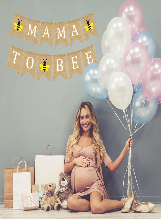 Doumeny Mama to Bee Burlap Banner Jute Bumble Bee Burlap Bunting Baby Shower Party Banner Gender Reveal Bunting Flag Garland Oh Baby Burlap Garland Vintage Welcome Baby Banner for Boy Girl Party Decor - Image 3