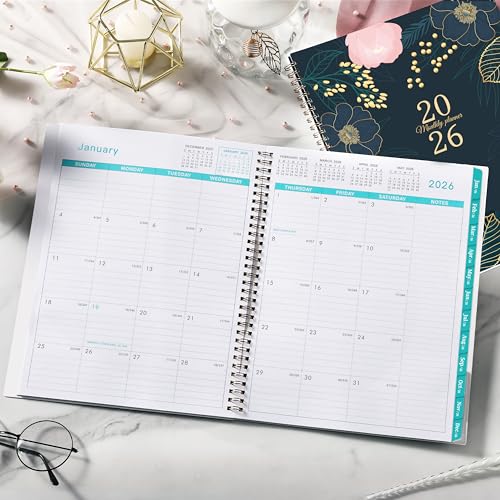 Indeme 2026 Monthly Planner - Monthly Planner/Calendar 2026, January 2026 - December 2026, 9‘’ x 11'', Months Tabs, Double-Sided Pockets, Twin-Wire Biding, Holidays, Notes Pages, Julian Dates - Image 3