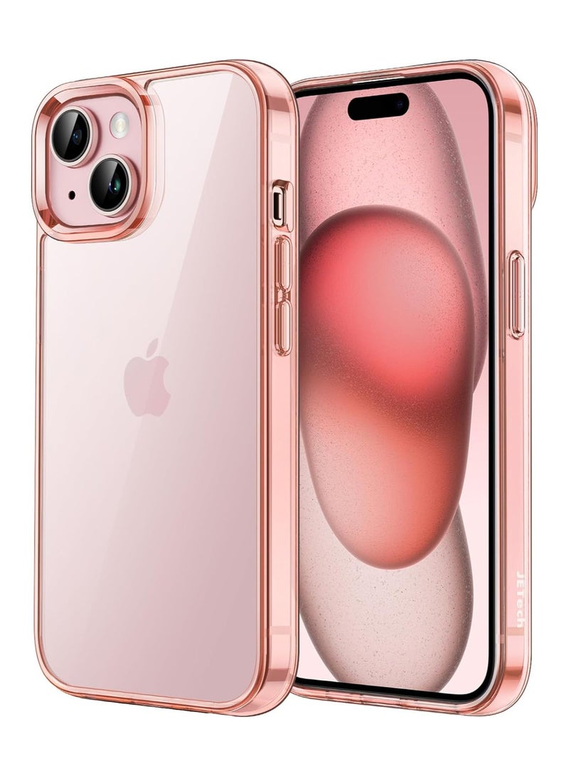 جي تيك حافظة لهاتف iPhone 15 Plus مقاس 6.7 بوصات غير صفراء مقاومة للصدمات ومضادة للخدش وخلفية شفافة باللون الذهبي الوردي - Image 1