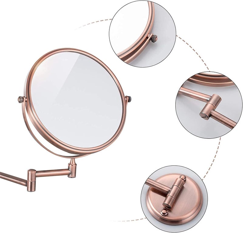 Bathroom Accessory Set SUS304 Stainless Steel Rustproof (360° Folding Bathroom Mirror Cosmetic Rose Gold) - Image 4