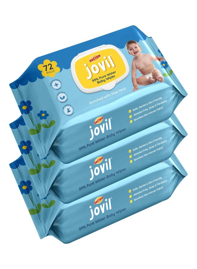Selzer Jovil Soft Cleansing Baby Wipes with Lid | 72 Wipes x Pack of 3-216 Wipes | Extra Thick & Moist Wet Wipes for Baby's | Prevents Rashes & Redness with Goodness of Aloe Vera, Vitamin E - Image 1