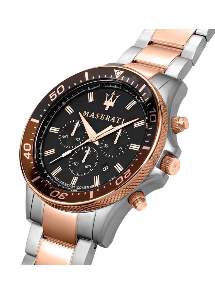 Maserati - Men's Sfida Chronograph Two Tone Stainless Steel Black Dial Watch - R8873640009 - Image 1