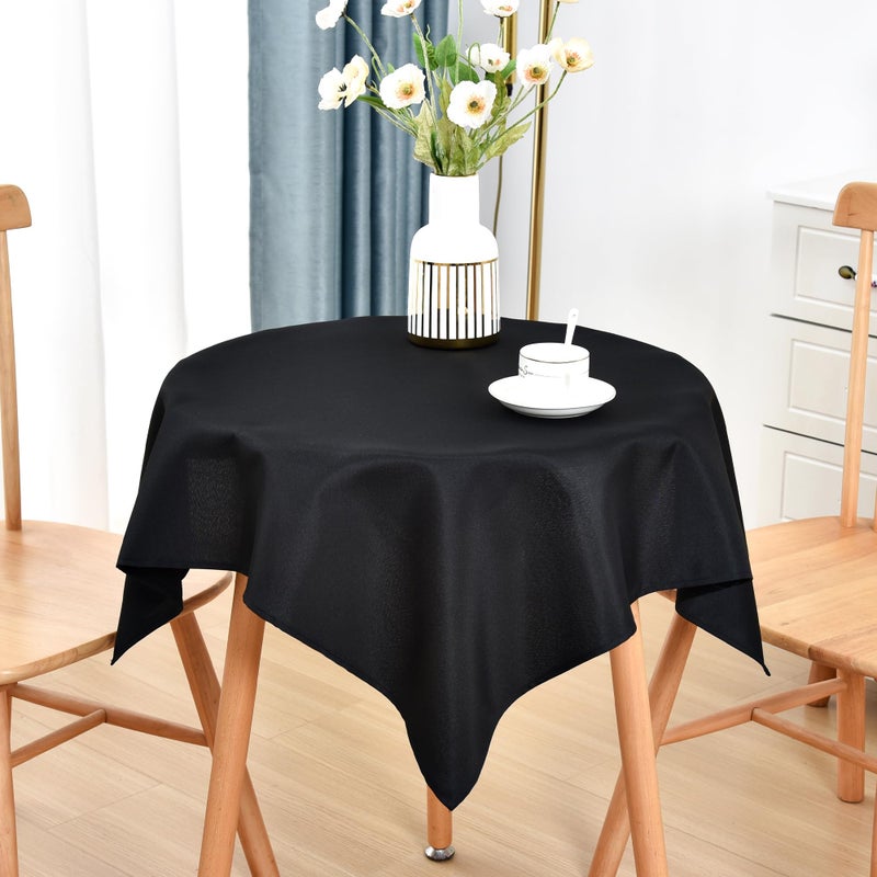Nacuci Small Square Tablecloth 36x36 Inch Washable Polyester Side Table Cloth Solid Black Heavy Duty End Table Cover for Dining Home Party