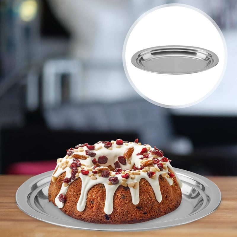 2 Pcs 25cm Stainless Steel Oval Plates Heat Resistant Serving Platters For Kitchen - Image 5