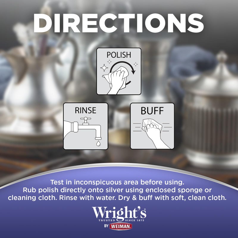 Wright's Silver Cleaner and Polish Cream - 8 Ounce 2 Pack with Polishing Cloth - Ammonia-Free - Gently Clean and Remove Tarnish without Scratching - Image 5