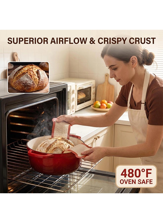 Silicone Dutch Oven Bread Sling with Extra Long Handles | Non Stick Oven Safe Reusable Baking Mat | 2 Pcs Oval and Round - Image 5