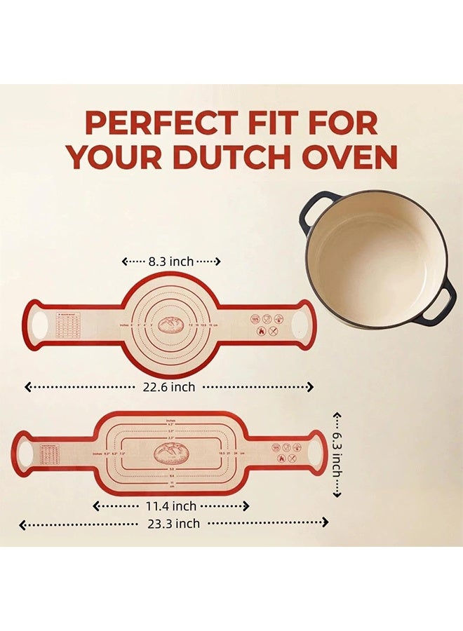 Silicone Dutch Oven Bread Sling with Extra Long Handles | Non Stick Oven Safe Reusable Baking Mat | 2 Pcs Oval and Round - Image 2