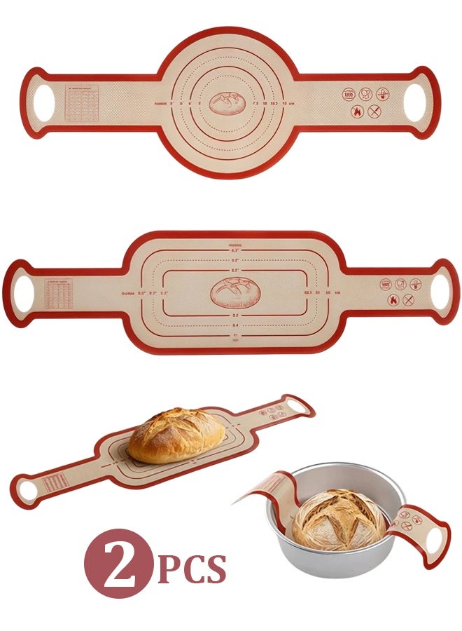 Silicone Dutch Oven Bread Sling with Extra Long Handles | Non Stick Oven Safe Reusable Baking Mat | 2 Pcs Oval and Round - Image 1