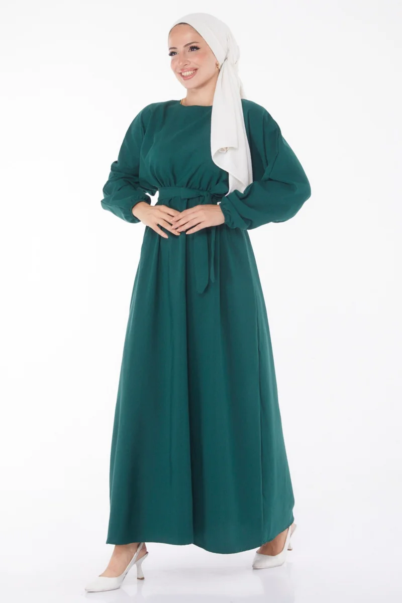 Tofisa Plain Crew Neck Women's Green Dress - 13221