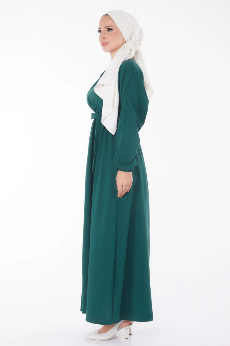 Tofisa Plain Crew Neck Women's Green Dress - 13221