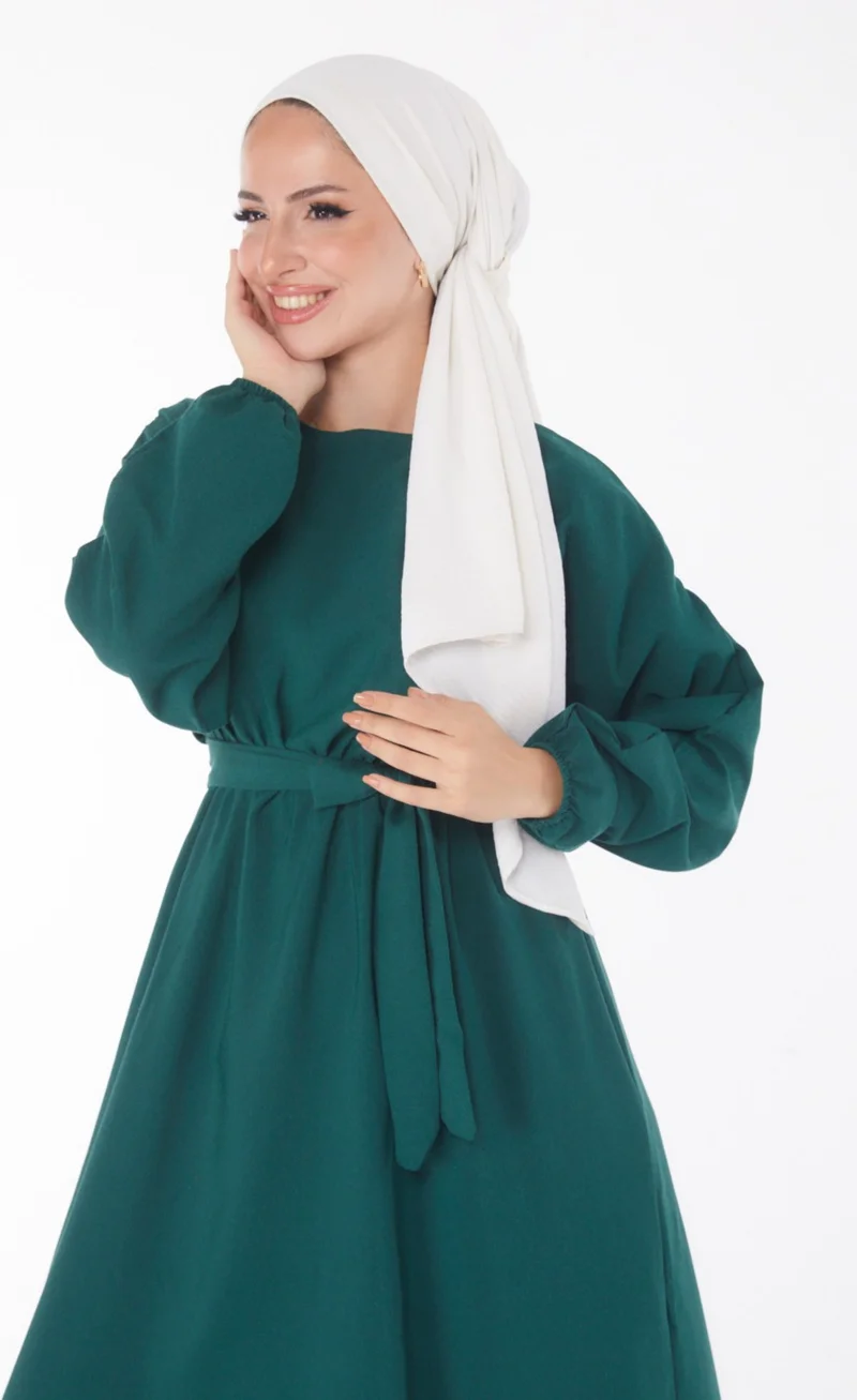 Tofisa Plain Crew Neck Women's Green Dress - 13221