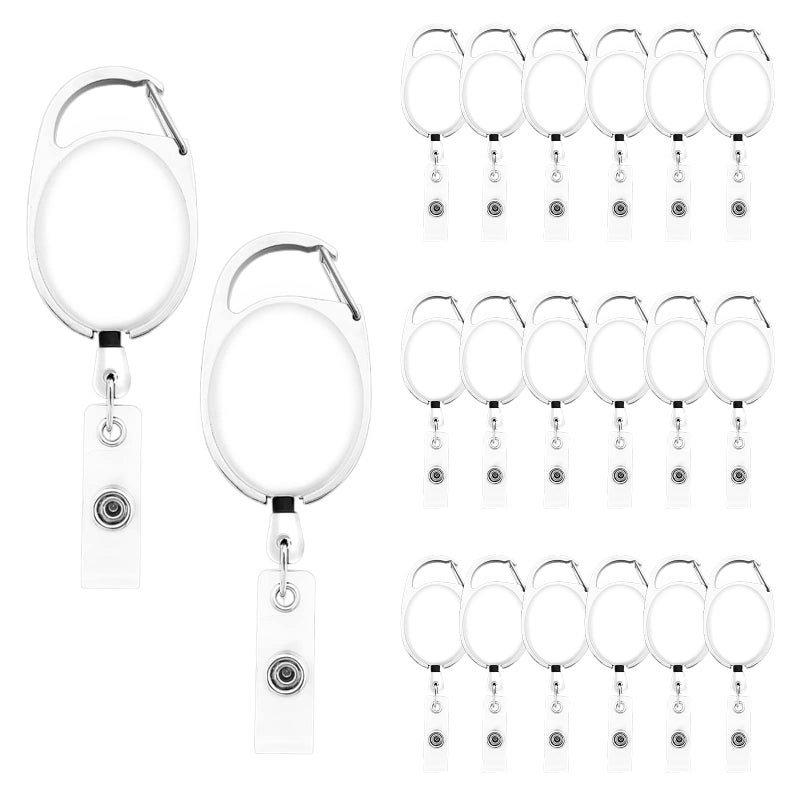 Fushing 20Pcs Retractable ID Badge Holders ID Badge Reels with Clip Retractable Badge Holders for Office Worker Doctor Nurse(White) - Image 1
