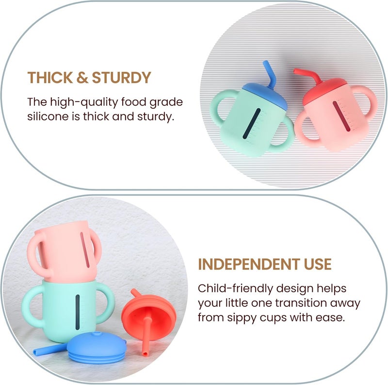 Mintlyfe Baby Trainer Cup Pack of 2 Food Grade Silicone Training Cup with AntiDrop Straw and NonSlip Handes BPAFree Unbreakable Spill Proof Sippy Cup for Toddlers - Image 3