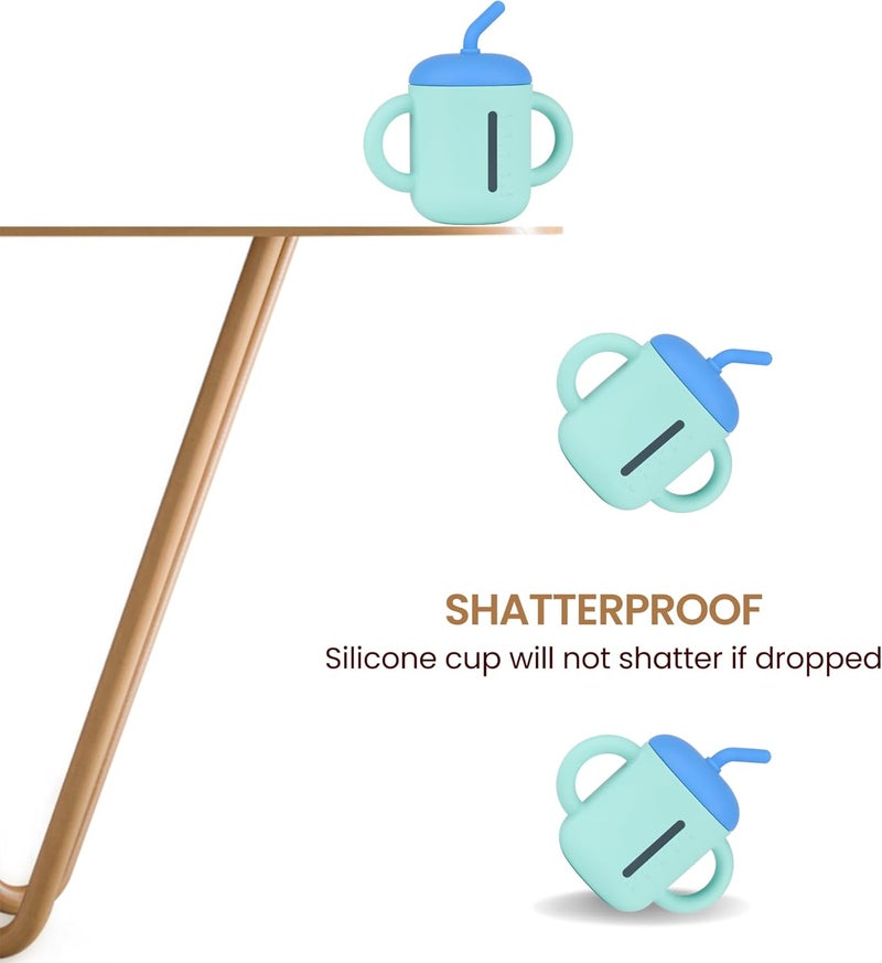 Mintlyfe Baby Trainer Cup Pack of 2 Food Grade Silicone Training Cup with AntiDrop Straw and NonSlip Handes BPAFree Unbreakable Spill Proof Sippy Cup for Toddlers - Image 5