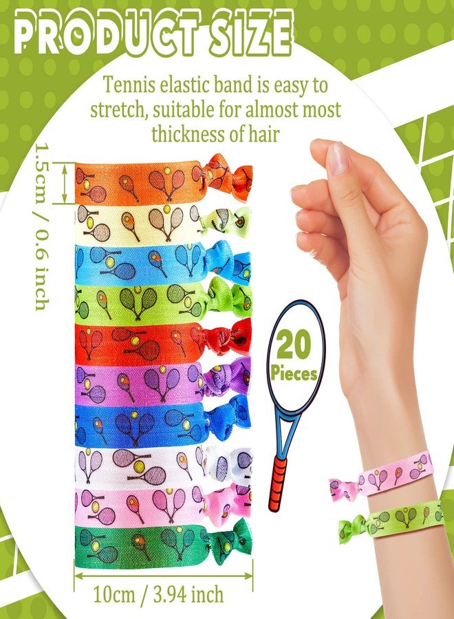 MTLEE Tennis Party Favors: 20 Pieces Ribbon Hair Accessories, No Crease Knotted Colorful Elastics for Women, Girls, Players - Sport Party Gifts - Image 2