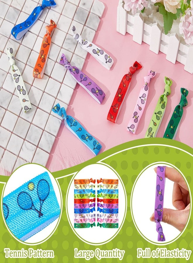MTLEE Tennis Party Favors: 20 Pieces Ribbon Hair Accessories, No Crease Knotted Colorful Elastics for Women, Girls, Players - Sport Party Gifts - Image 4