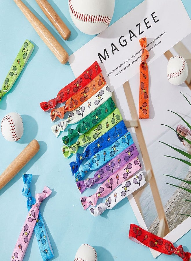 MTLEE Tennis Party Favors: 20 Pieces Ribbon Hair Accessories, No Crease Knotted Colorful Elastics for Women, Girls, Players - Sport Party Gifts - Image 3