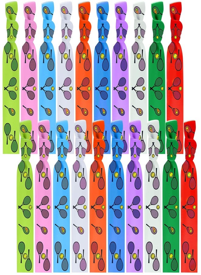 MTLEE Tennis Party Favors: 20 Pieces Ribbon Hair Accessories, No Crease Knotted Colorful Elastics for Women, Girls, Players - Sport Party Gifts - Image 1