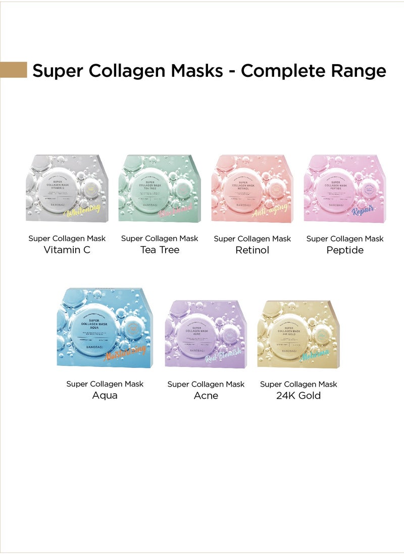 Banobagi - Super Collagen Aqua Mask – Replenishing Korean Skincare Sheet Mask with Vegan Formula, Collagen, Hyaluronic Acid, and Onsen Sui Hot Spring Water for Deep Hydration and Glowing Skin. Moisturizing, Firming, and Nourishing Mask for Healthy, Radiant Skin – Pack of 3 - Image 1
