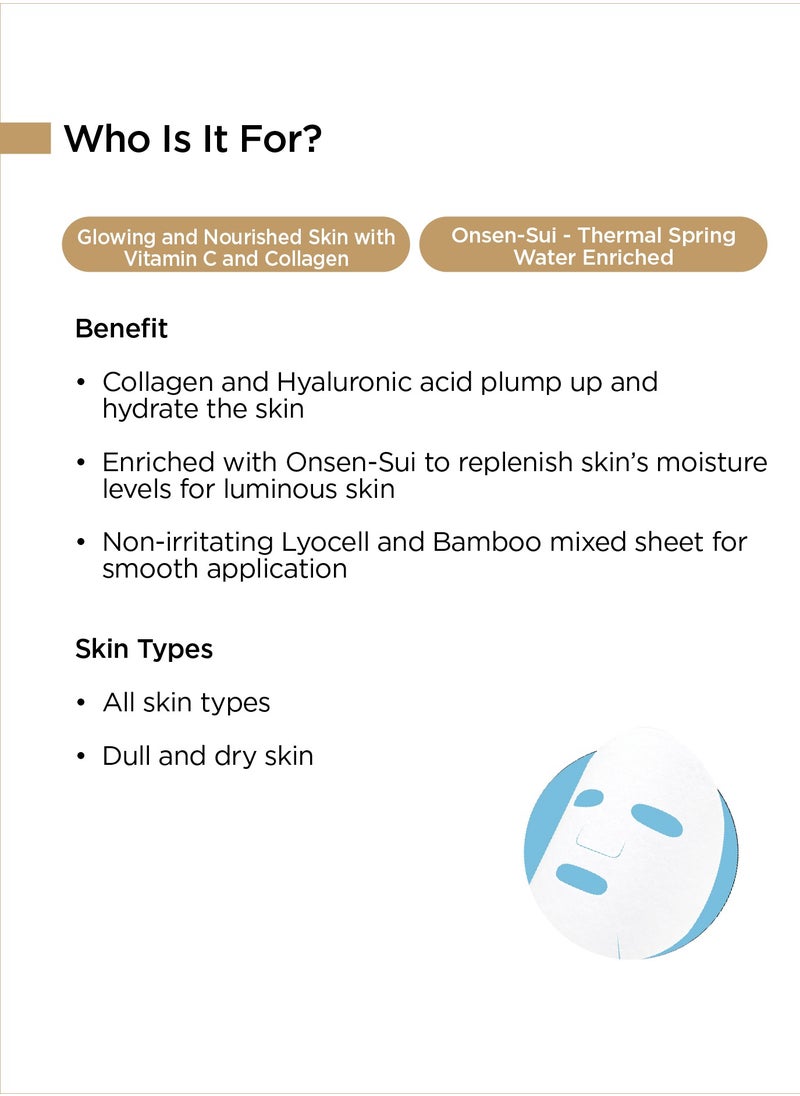 Banobagi - Super Collagen Aqua Mask – Replenishing Korean Skincare Sheet Mask with Vegan Formula, Collagen, Hyaluronic Acid, and Onsen Sui Hot Spring Water for Deep Hydration and Glowing Skin. Moisturizing, Firming, and Nourishing Mask for Healthy, Radiant Skin – Pack of 3 - Image 1