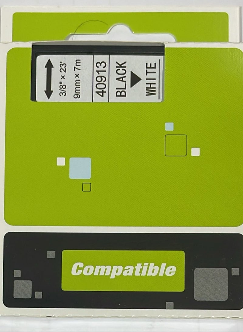 Dymo tape cartridge 9mm black on white tape DY-40913