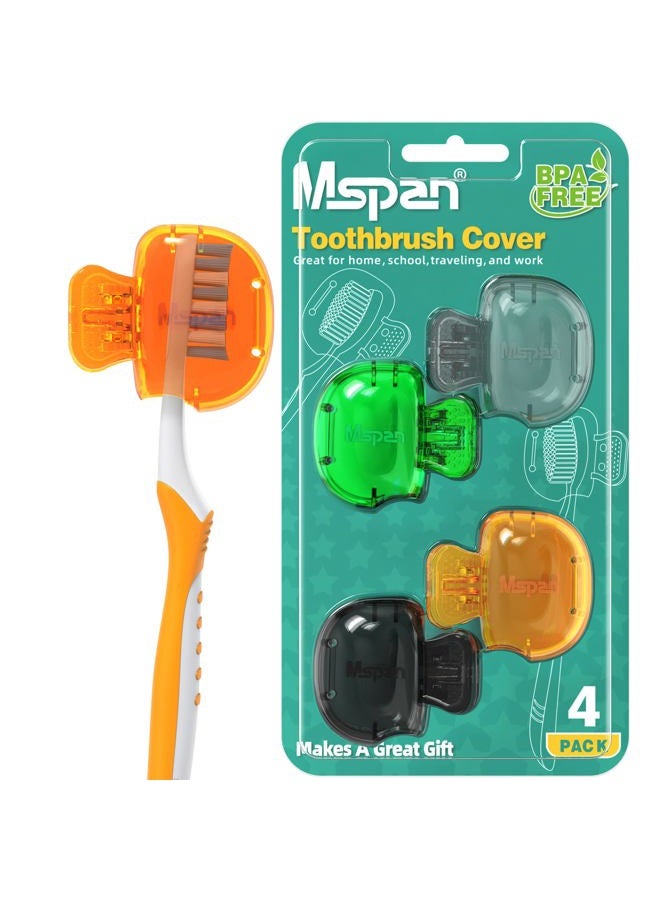 Mspan Electric Toothbrush Cover Cap: Brush Head Protector Cute Plastic Clip Pod - Toothbrush Travel Case for Traveling & Home - 4 Packs - Image 1