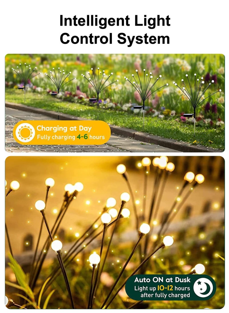 YooA 4-pack of 20-LED Solar Firefly Courtyard Lights | Plug-in Swaying Outdoor Garden Decor Waterproof Lights with 2 Modes(Always on + Flash) PVC Lights and Highly Flexible Wires, Swaying in Wind, Ideal for Yard Patio Pathway Lawn Pathway Decor - Image 3