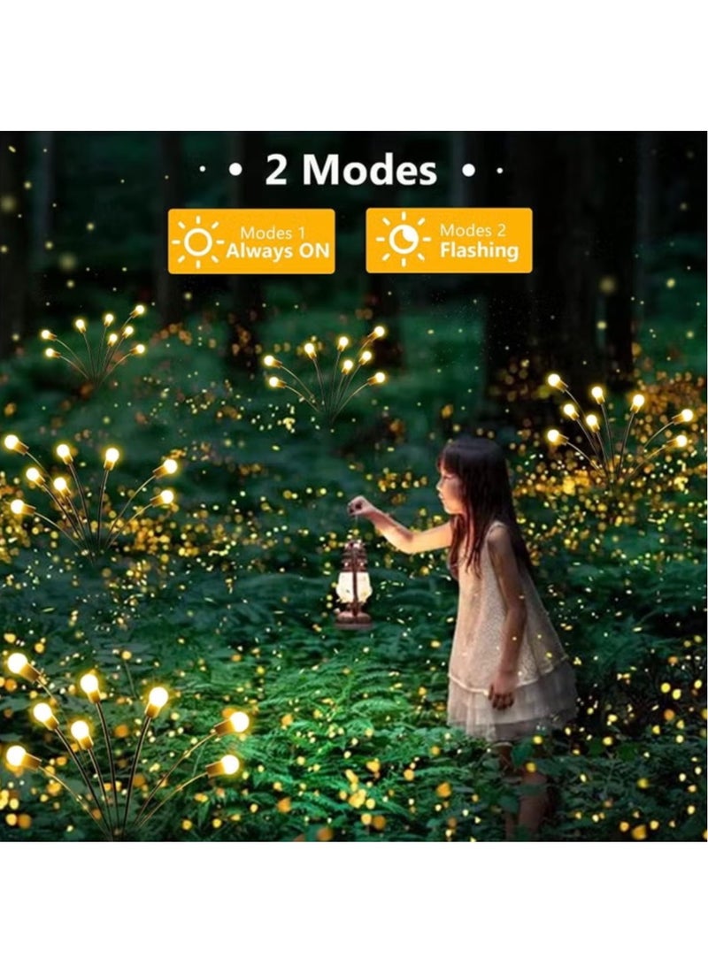YooA 4-pack of 20-LED Solar Firefly Courtyard Lights | Plug-in Swaying Outdoor Garden Decor Waterproof Lights with 2 Modes(Always on + Flash) PVC Lights and Highly Flexible Wires, Swaying in Wind, Ideal for Yard Patio Pathway Lawn Pathway Decor - Image 5