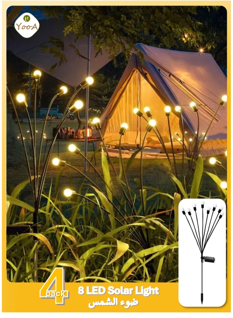 YooA 4-pack of 20-LED Solar Firefly Courtyard Lights | Plug-in Swaying Outdoor Garden Decor Waterproof Lights with 2 Modes(Always on + Flash) PVC Lights and Highly Flexible Wires, Swaying in Wind, Ideal for Yard Patio Pathway Lawn Pathway Decor - Image 1