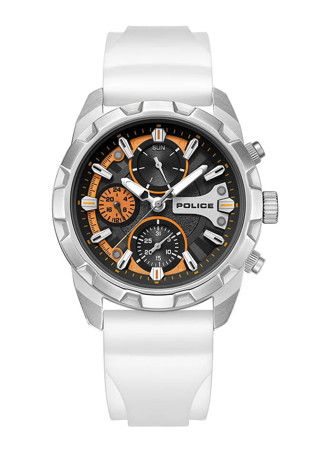 POLICE Nayara Watch For Men Black Dial And White Silicone Strap