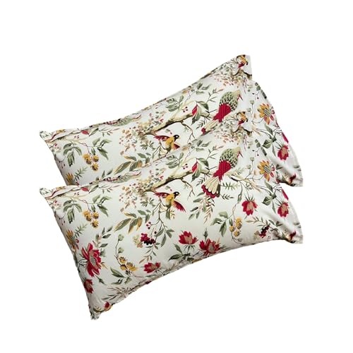 ElanorHomes 240 TC Cotton Double King Size Bedsheet | Hand Printed | Ultra-Soft & Skin-Safe | Breathable Summer Comfort | 90x108 inches with 2 Pillow Covers (Flying Petal) - Image 5