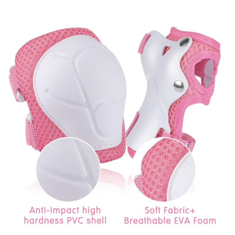WayEee WayEee Kids Helmet and Pads Set Age 3-10 Years, Adjustable Kids Bike Helmets, Boys & Girls Kids Skateboard Helmet, Knee, Elbow &Wrist Pads Set, for Cycling, Roller Skating, Skateboard(Pink) - Image 2