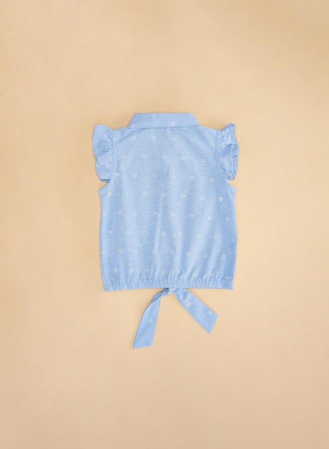 YU by Pantaloons Baby Girl's Regular Fit Top (110149497002_Medium Blue - Image 5