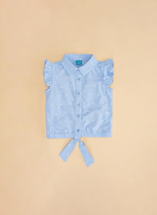 YU by Pantaloons Baby Girl's Regular Fit Top (110149497002_Medium Blue - Image 4
