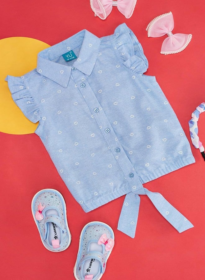 YU by Pantaloons Baby Girl's Regular Fit Top (110149497002_Medium Blue - Image 2