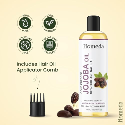 Homeda Cold Pressed Jojoba Oil for Hair Growth, Face Glow, Skin (200 ml) 100% Pure, Organic, Virgin & Unrefined - Image 5